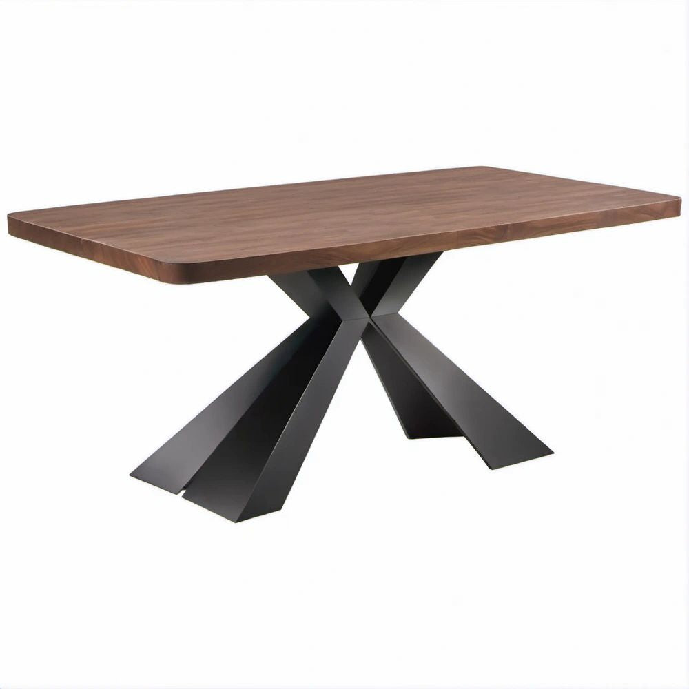 Tavolo da pranzo rettangolare in noce e nero, 200 x 100 x 75 cm