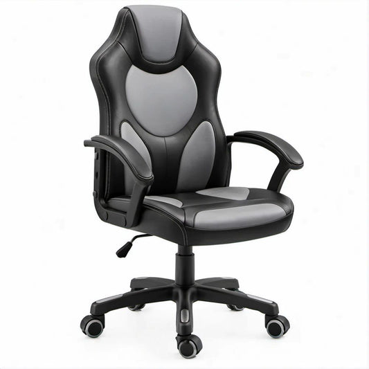 Sedia gaming ergonomica girevole in pelle sintetica PU Nero/Grigio 65 x 65 x 110-120 cm