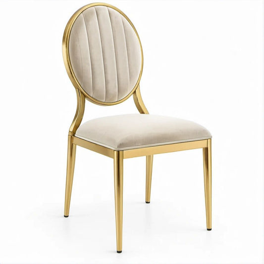 Sedia da pranzo in velluto beige con struttura dorata, 48 x 55 x 98 cm