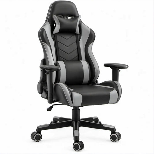 Sedia da gaming ergonomica reclinabile Nero/Grigio in pelle sintetica PU 65 x 65 x 125-135 cm